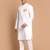 white cotton kurta set with shri ram chest print