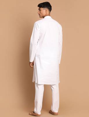 white cotton kurta set with shri ram printed work 4