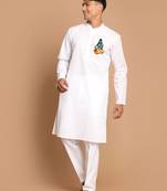 white cotton kurta set with hanumanji print