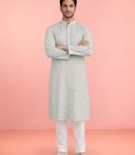 mint green rayon mens kurta with printed design