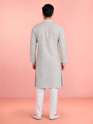 mint green rayon mens kurta with printed design 4