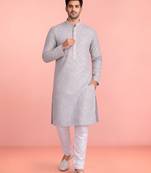 aqua rayon kurta set with white cotton pyjama