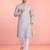 aqua rayon kurta set with white cotton pyjama