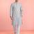 aqua rayon kurta set with white cotton pyjama