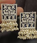 black meenakari indo western earrings set