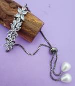 victorian cz adjustable bracelet silver