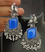  blue cz stones brass earrings set traditional