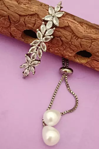 victorian cz adjustable bracelet silver