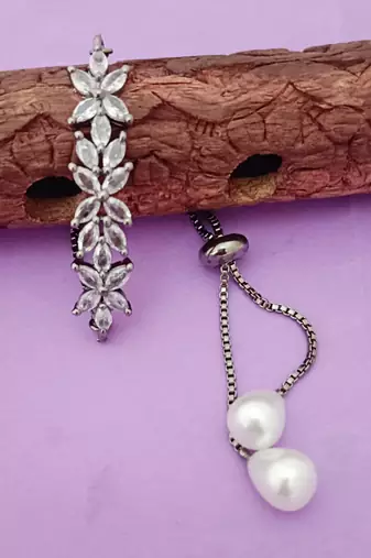 victorian cz adjustable bracelet silver