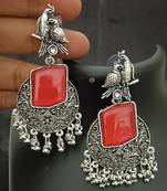 traditional red cz brass earrings set