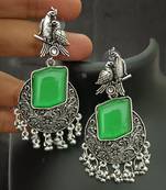 traditional green cz brass earrings set