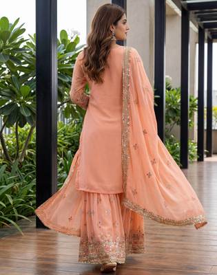 Fenta Faux Georgette Multi Thread Work Wedding Wear Sharara Set 3