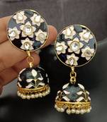black pink meenakari jhumki earrings set 