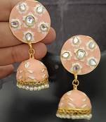 Peech pink meenakari jhumki earrings set