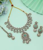pista green kundan necklace set wedding design
