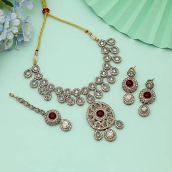 red kundan royal wedding necklace set  1