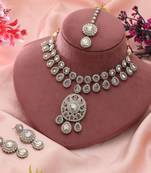 white color kundan necklace set bridal design 