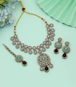 maroon pista green kundan necklace bridal set