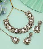 white color kundan necklace set minimal design