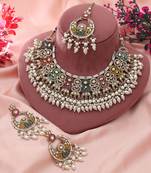 multicolor pakistani kundan necklace set bridal wear