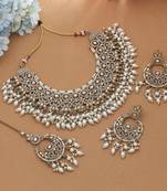 pakistani kundan necklace set gold bridal jewelry