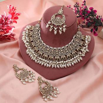 pakistani kundan necklace set gold bridal jewelry 2