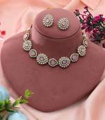 pink kundan necklace set gold plated party wear