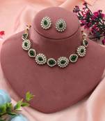 green kundan necklace set gold plated festive wear