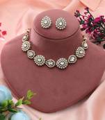 white kundan necklace set gold plated classic design