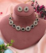 elegant black kundan statement necklace set with earrings