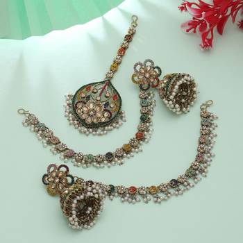 multicolor jhumka tikka set with kundan glam 2