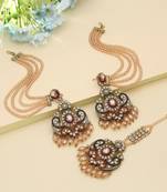 multicolor kundan dangle earrings tikka set