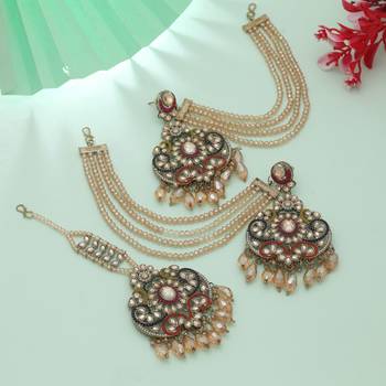 multicolor kundan dangle earrings tikka set 2