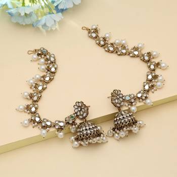 white kundan jhumka earrings with pearl drops 1