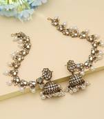 White Color Mirror Kundan Earrings Party Wear