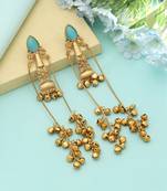 Firozi Long Kasmiri Earrings Elegant Style