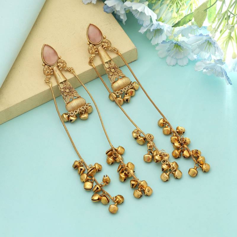 Pink Long Kasmiri Earrings Feminine Style