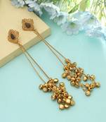 Dark Grey Long Kasmiri Earrings Modern Style