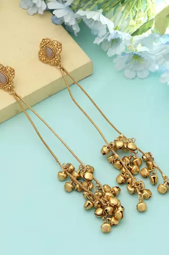 Grey Long Kasmiri Earrings Minimal Style