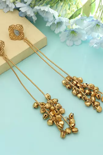 Sky Blue Long Kasmiri Earrings Festive Style