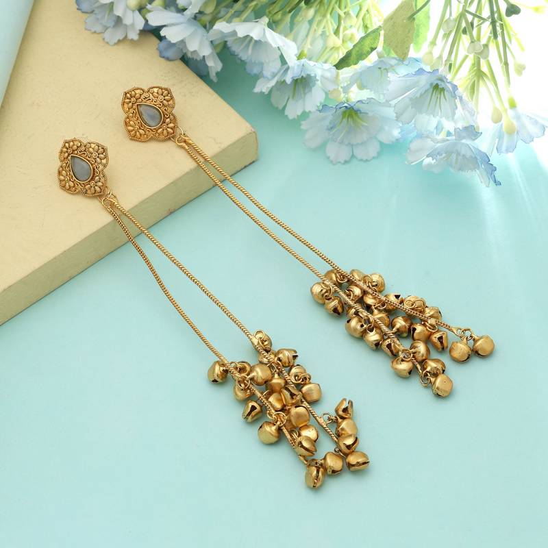 Sky Blue Long Kasmiri Earrings Festive Style