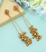 orange gold kashmiri long chandelier earrings