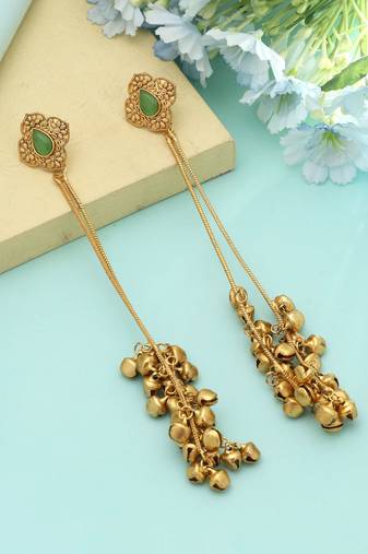 Firozi Long Kasmiri Earrings Festive Style