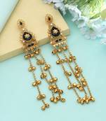 black gold kashmiri long chandelier earrings