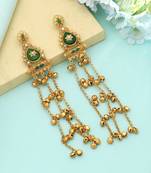 green gold kashmiri long chandelier earrings
