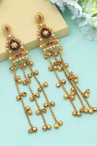 Purple Long Kasmiri Earrings Royal Style