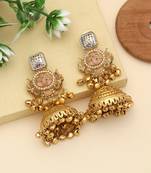pink gold plated kashmiri jhumka earrings classic