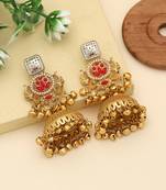 red gold plated kashmiri jhumka earrings statement