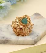 Rama Green Matte Gold Rings Minimal Design