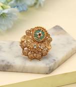 rama green gold plated statement ring adjustable